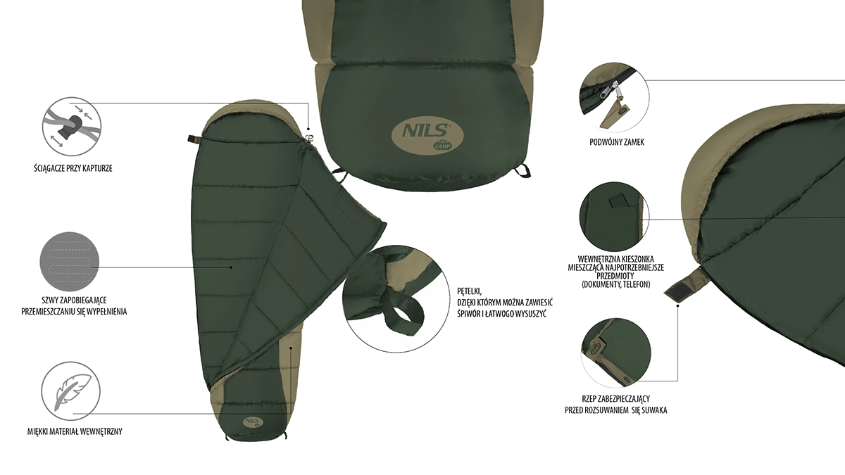 NILS NC2012 - śpiwór trzysezonowy - zielony